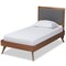 Baxton Studio Roze Mid-Century Dark Grey Fabric Upholstered and Walnut brown Finished Wood Platform Bed-Twin 192-11542-11159-ZORO - alternate 3